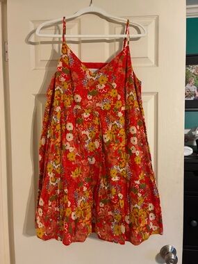 Red Floral Tiered Summer Dress
